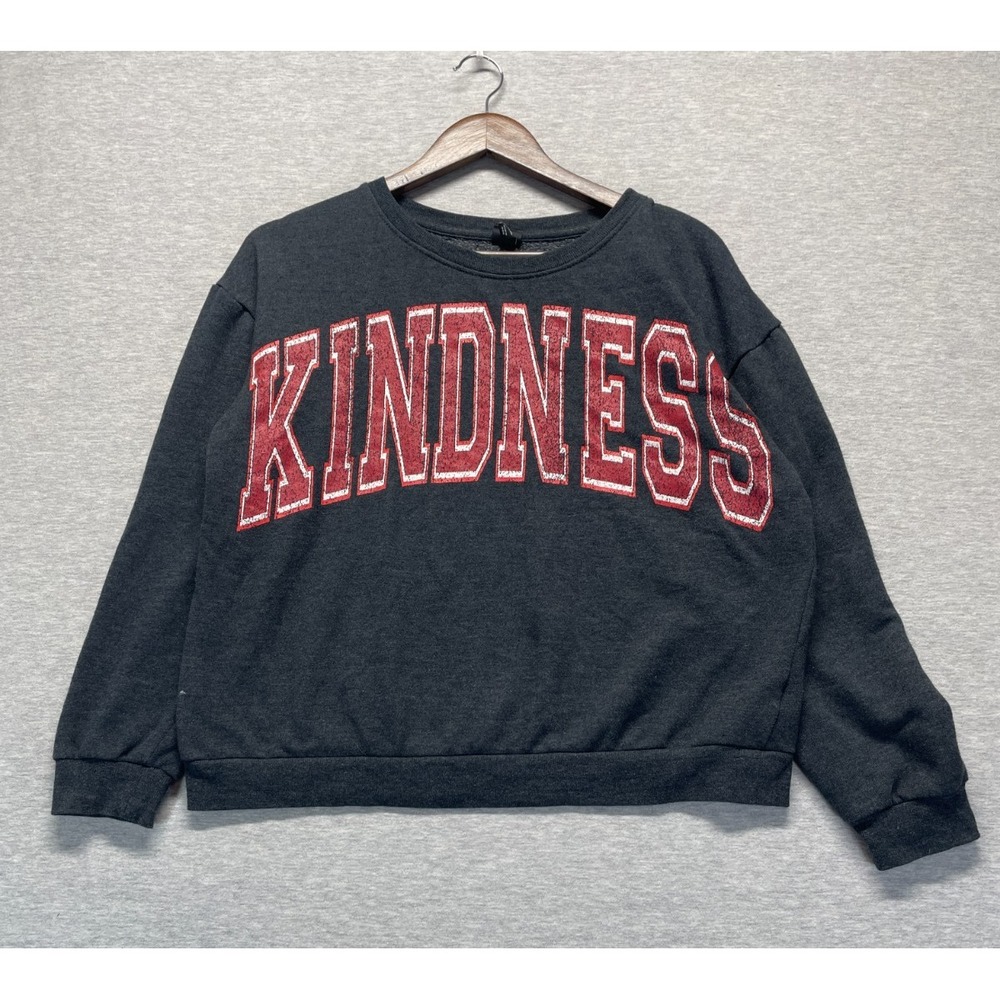 Art Class Sweatshirt Youth 2XL 18 Dark Gray Fleece Lined Kindness Graphic Ribbed